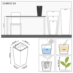 LECHUZA CUBICO Premium slv metalic