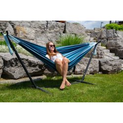 Bl� lagune - Bomulds h�ngek�je p� stativ - dobbelt