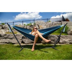 Bl� lagune - Bomulds h�ngek�je p� stativ - dobbelt