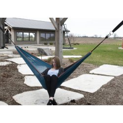 Blue/orange - Mesh letvgts polyester hngekje p stativ - dobbelt