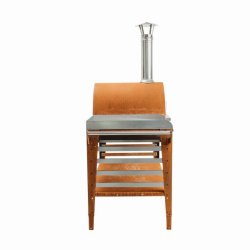 Brndefyret pizzaovn med XL bord - rustfarvet