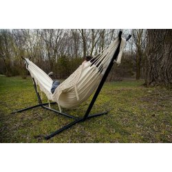 Natur hvid - Bomulds hngekje p stativ - dobbelt