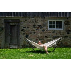 Natur hvid - Bomulds hngekje p stativ - dobbelt