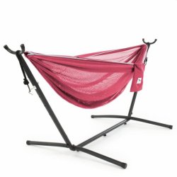 Rose/celeste - Mesh letvgts polyester hngekje p stativ - dobbelt