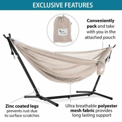 Sand/sky - Mesh letvgts polyester hngekje p stativ - dobbelt